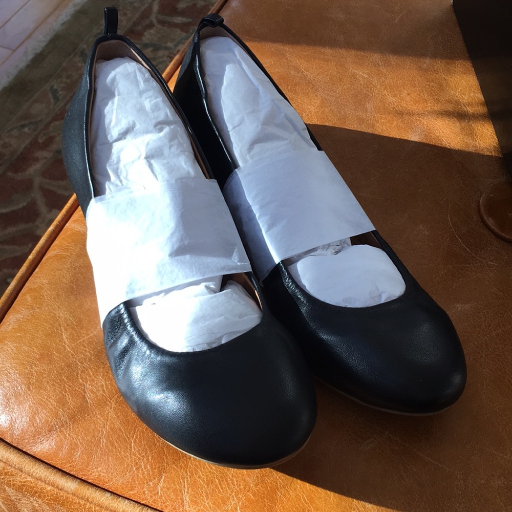 J. Crew Anya Black Leather Ballet Flat
